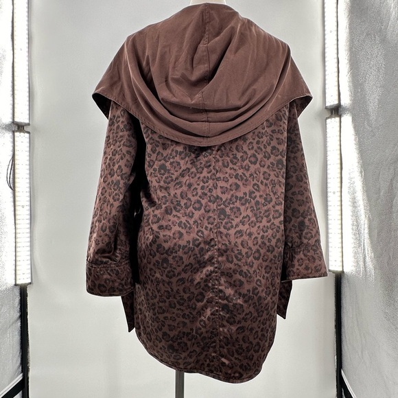 Sackables Reversible Leopard Print Raincoat M chocolate brown 80s 90s packable - Picture 12 of 16